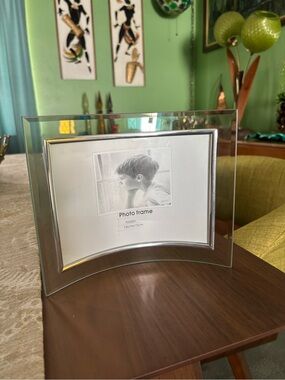 2 for 10.00 Curved Clear Glass Photo Frame with Silver Trim - Unbranded